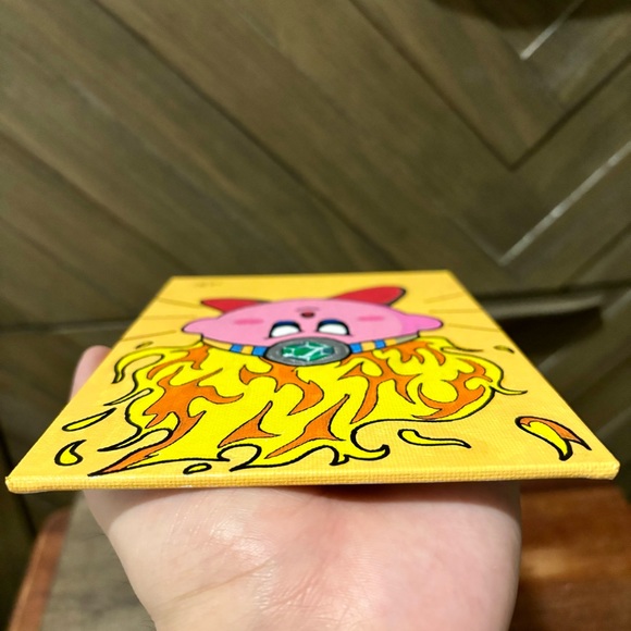 Fire Kirby Canvas Painting 5x7 - Picture 7 of 7